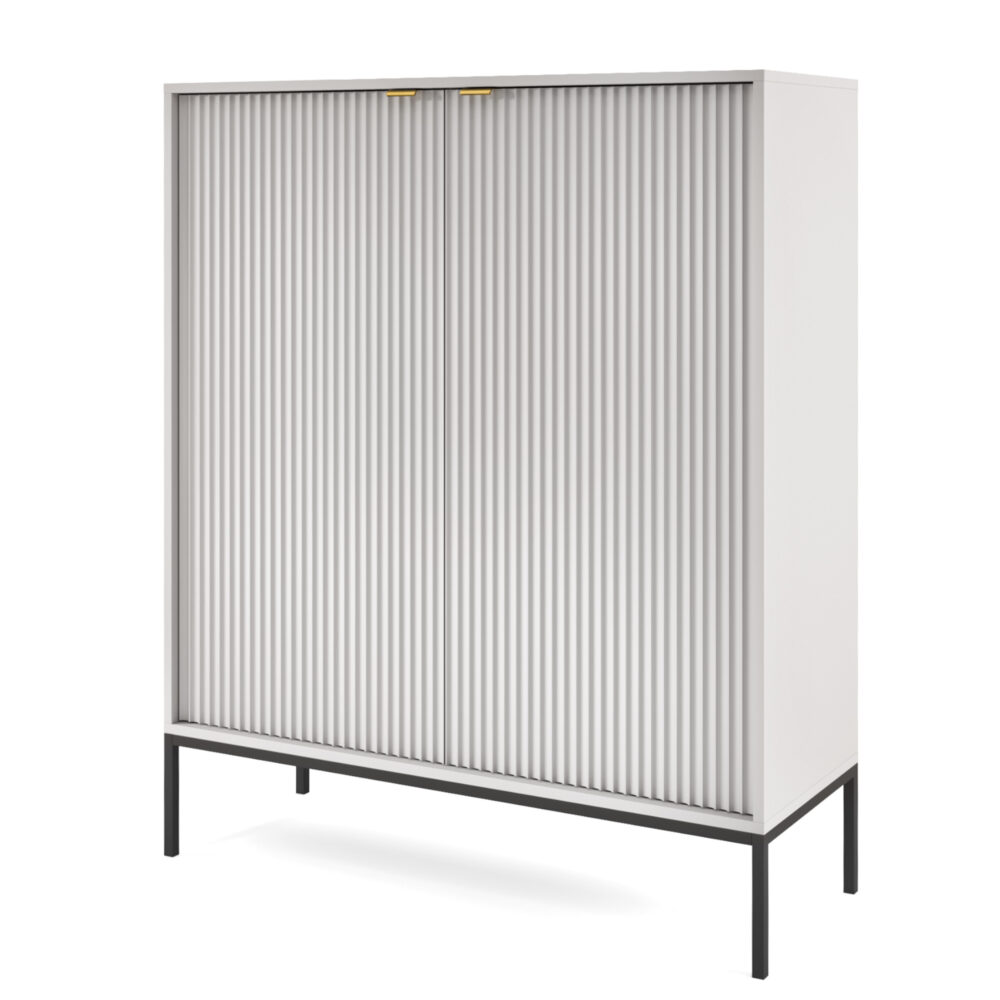 XMEBSKRKOMPI02701503_00.jpg Kommode NANAIMO K104 - Grau - Goldene Griffe - Breite 104 cm, Höhe 125 cm, Tiefe 39 cm – Bild 1