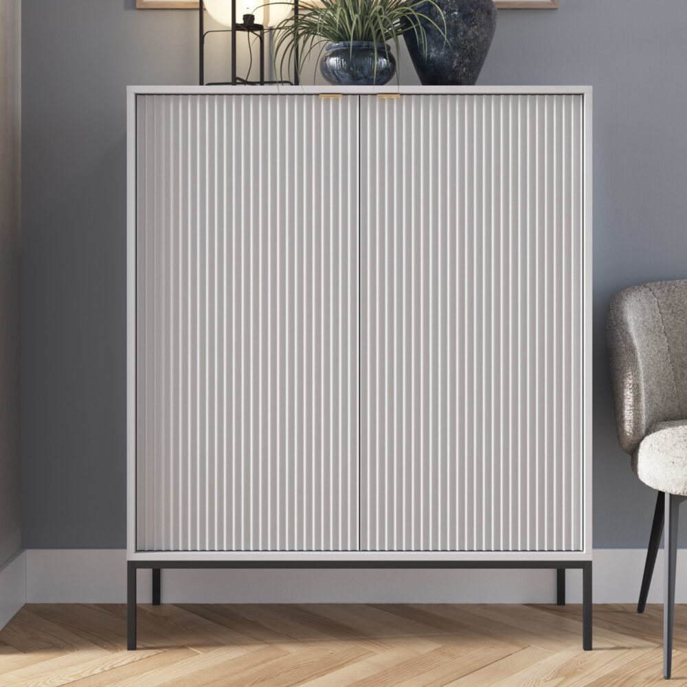 Kommode NANAIMO K104 - Grau - Goldene Griffe - Breite 104 cm, Höhe 125 cm, Tiefe 39 cm – Bild 2