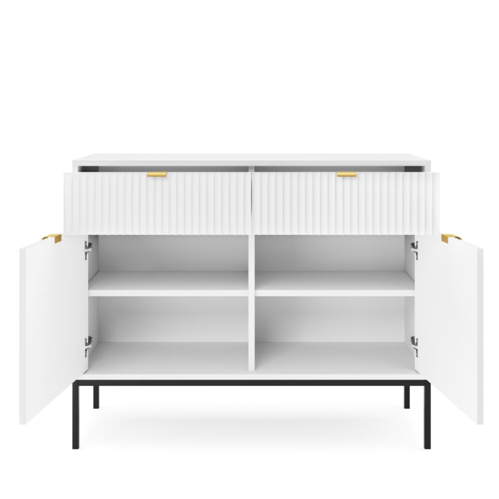 Kommode NANAIMO KSZ104 - Weiß - Goldene Griffe - 2 Schubladen - Breite 104 cm, Höhe 83 cm, Tiefe 39 cm – Bild 4