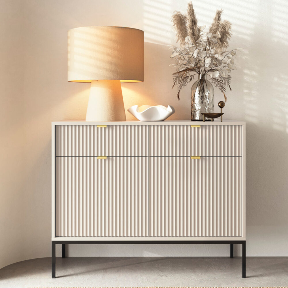 Kommode NANAIMO KSZ104 - Kashmir - Goldene Griffe - 2 Schubladen - Breite 104 cm, Höhe 83 cm, Tiefe 39 cm – Bild 2