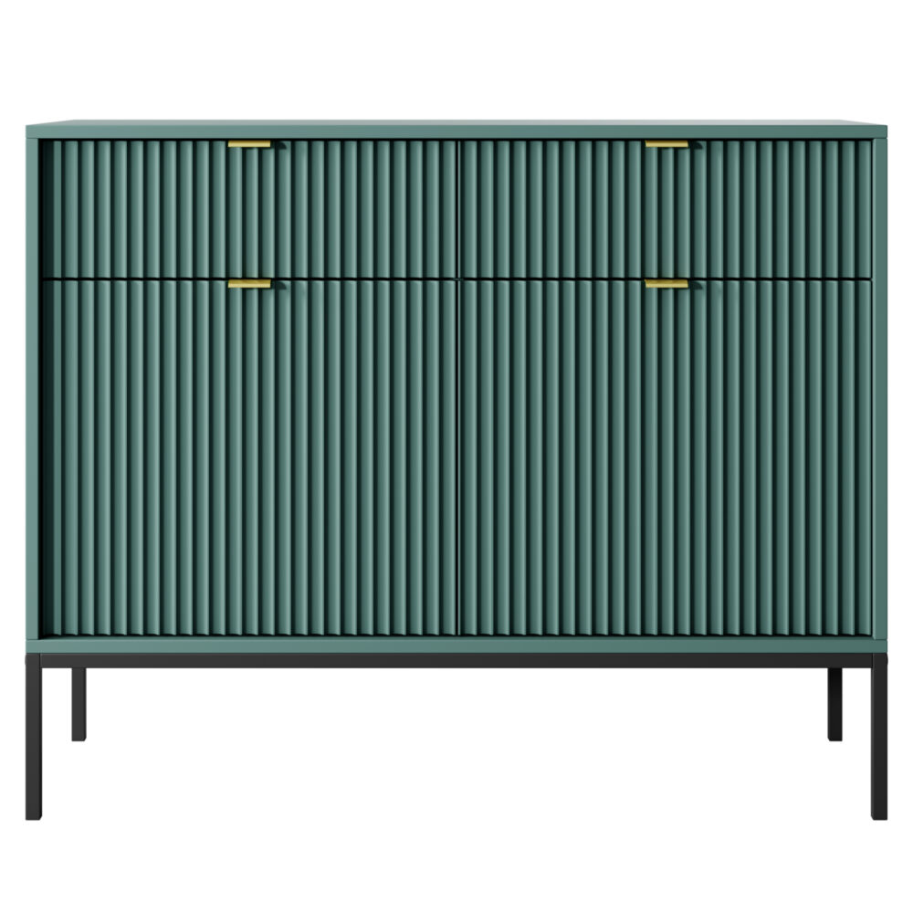 Kommode NANAIMO KSZ104 - Grün - Goldene Griffe - 2 Schubladen - Breite 104 cm, Höhe 83 cm, Tiefe 39 cm – Bild 7