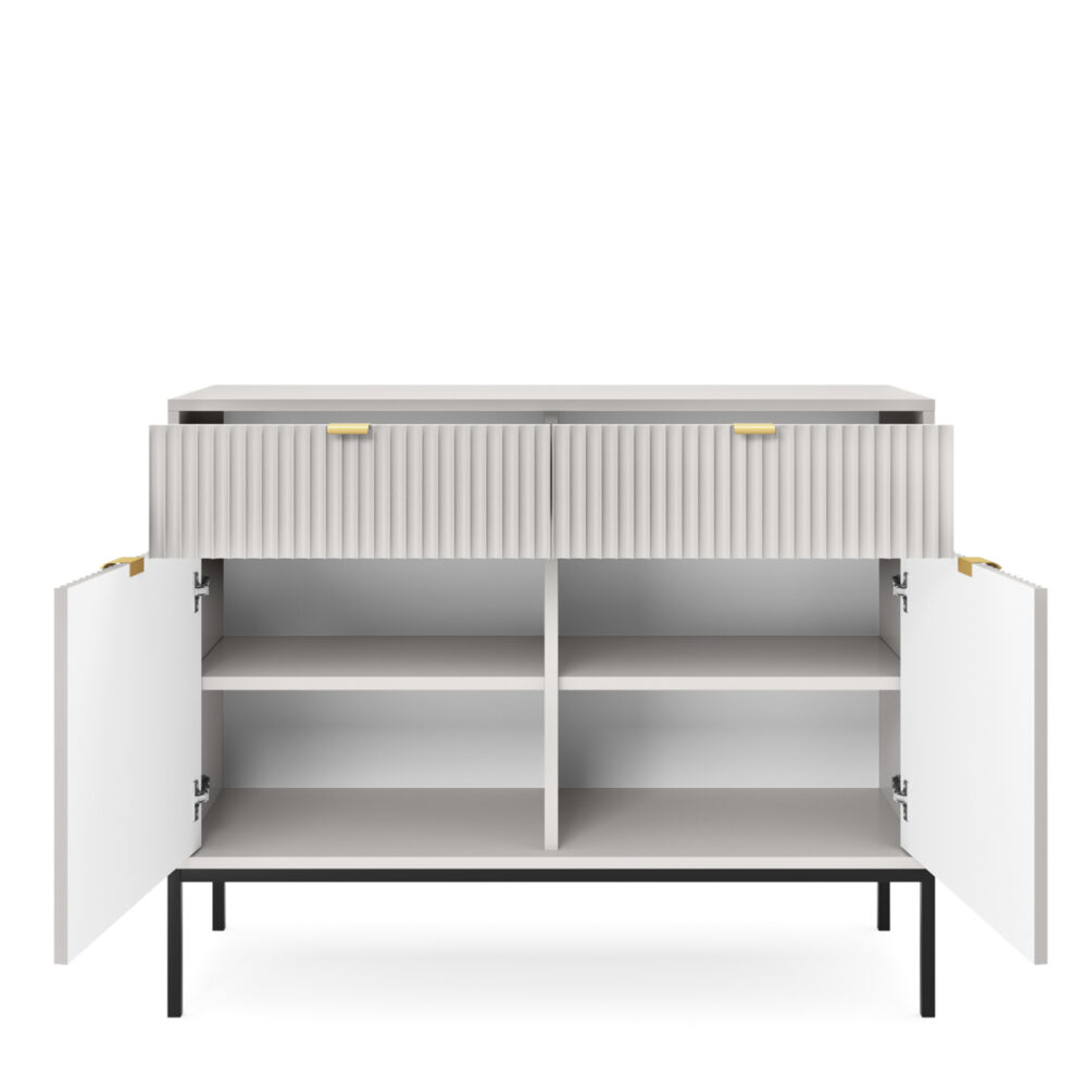 Kommode NANAIMO KSZ104 - Grau - Goldene Griffe - 2 Schubladen - Breite 104 cm, Höhe 83 cm, Tiefe 39 cm – Bild 4