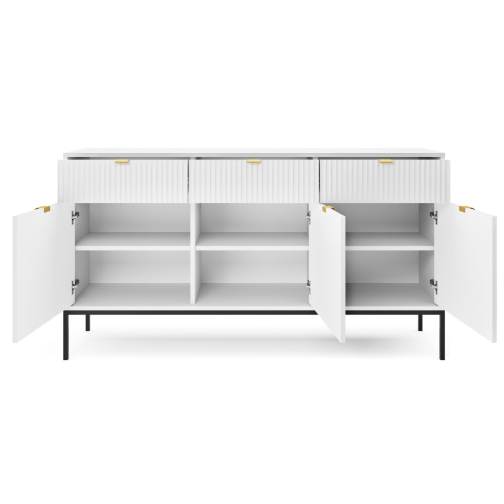 Kommode NANAIMO KSZ154 - Weiß - Goldene Griffe - 3 Schubladen - Breite 154 cm, Höhe 83 cm, Tiefe 39 cm – Bild 4