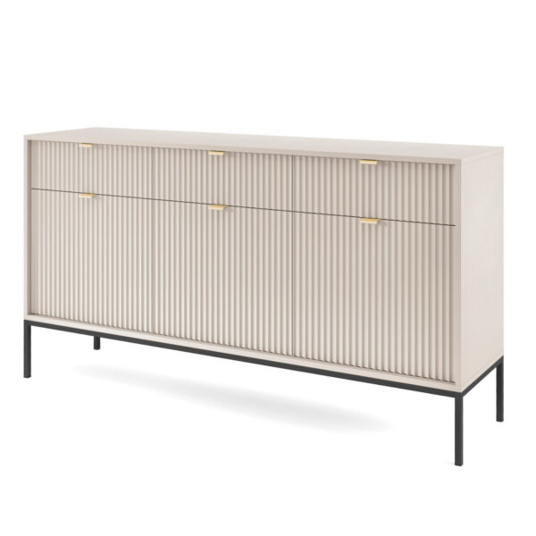 Kommode NANAIMO KSZ154 - Kaschmir - Goldene Griffe - 3 Schubladen - Breite 154 cm, Höhe 83 cm, Tiefe 39 cm