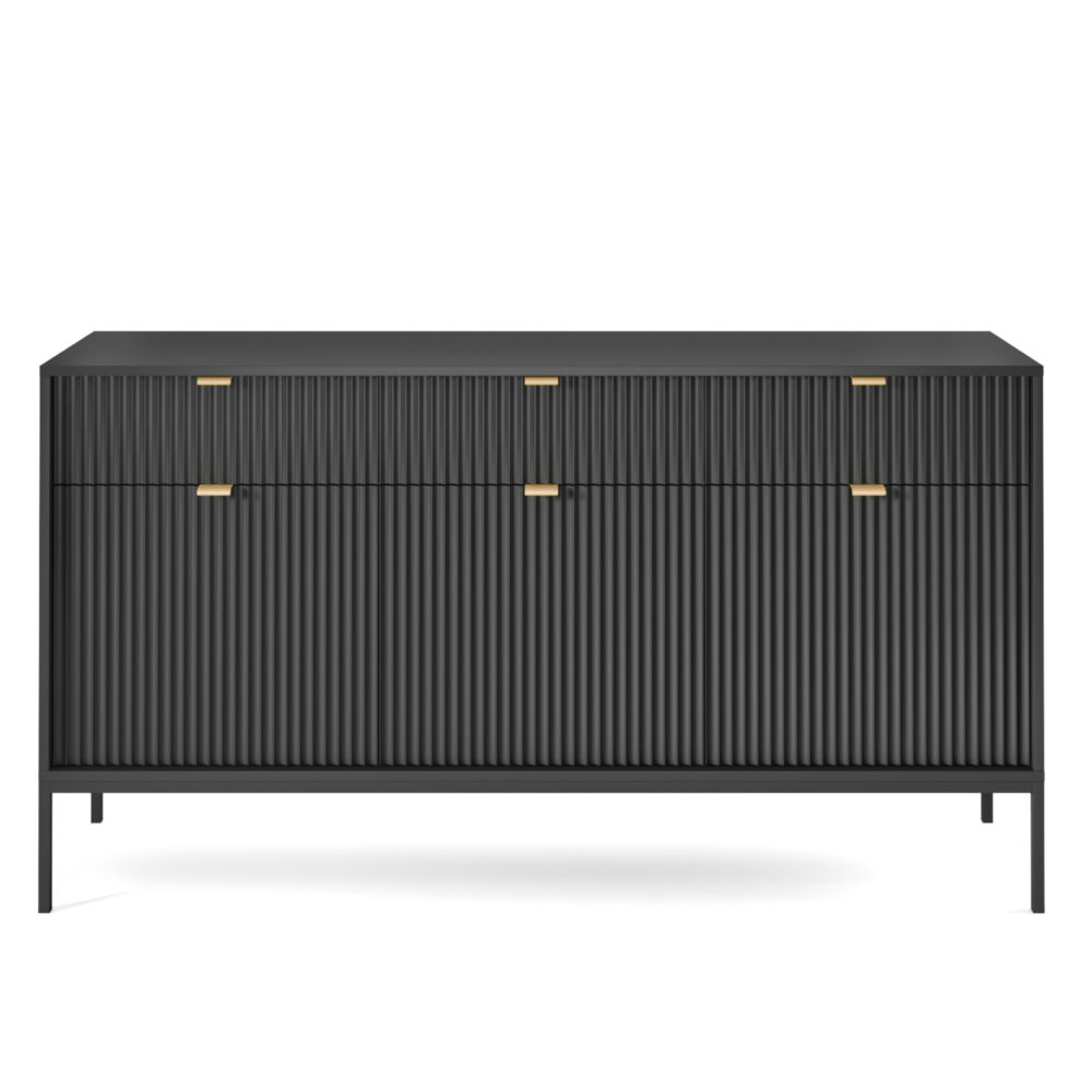 Kommode NANAIMO KSZ154 - Schwarz - Goldene Griffe - 3 Schubladen - Breite 154 cm, Höhe 83 cm, Tiefe 39 cm – Bild 8