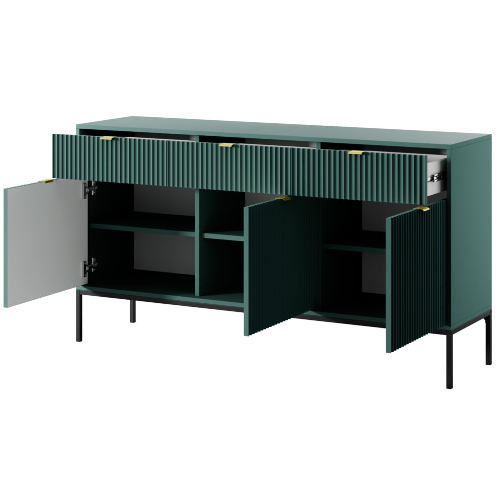 Kommode NANAIMO KSZ154 - Grün - Goldene Griffe - 3 Schubladen - Breite 154 cm, Höhe 83 cm, Tiefe 39 cm – Bild 4
