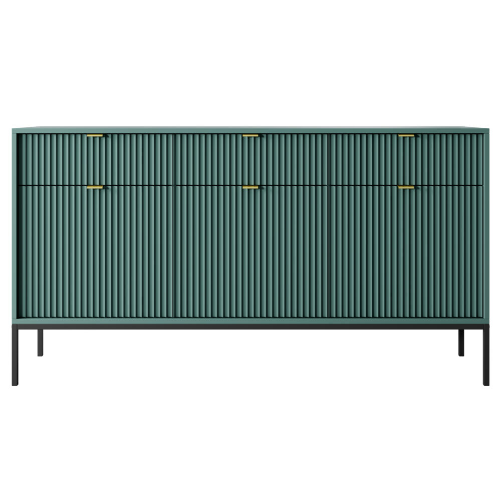 Kommode NANAIMO KSZ154 - Grün - Goldene Griffe - 3 Schubladen - Breite 154 cm, Höhe 83 cm, Tiefe 39 cm – Bild 7