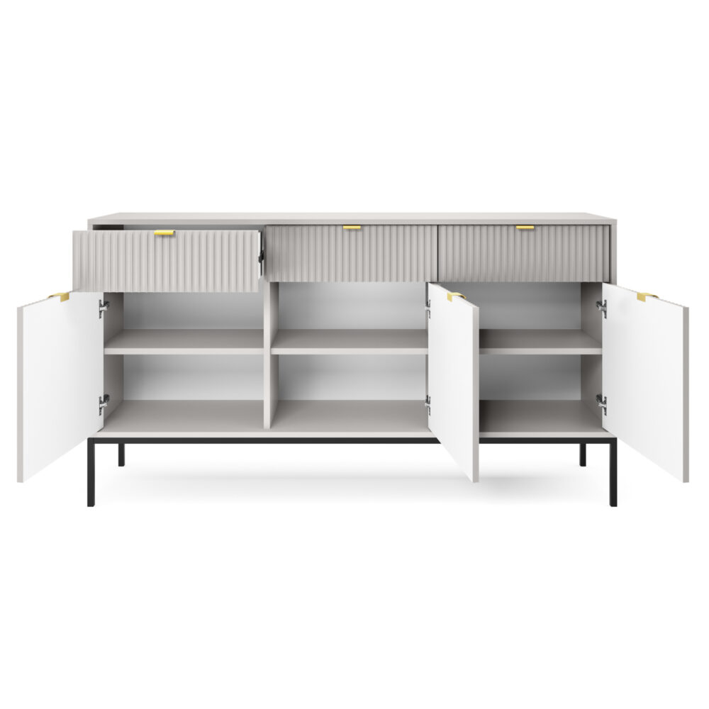 Kommode NANAIMO KSZ154 - Grau - Goldene Griffe - 3 Schubladen - Breite 154 cm, Höhe 83 cm, Tiefe 39 cm – Bild 4