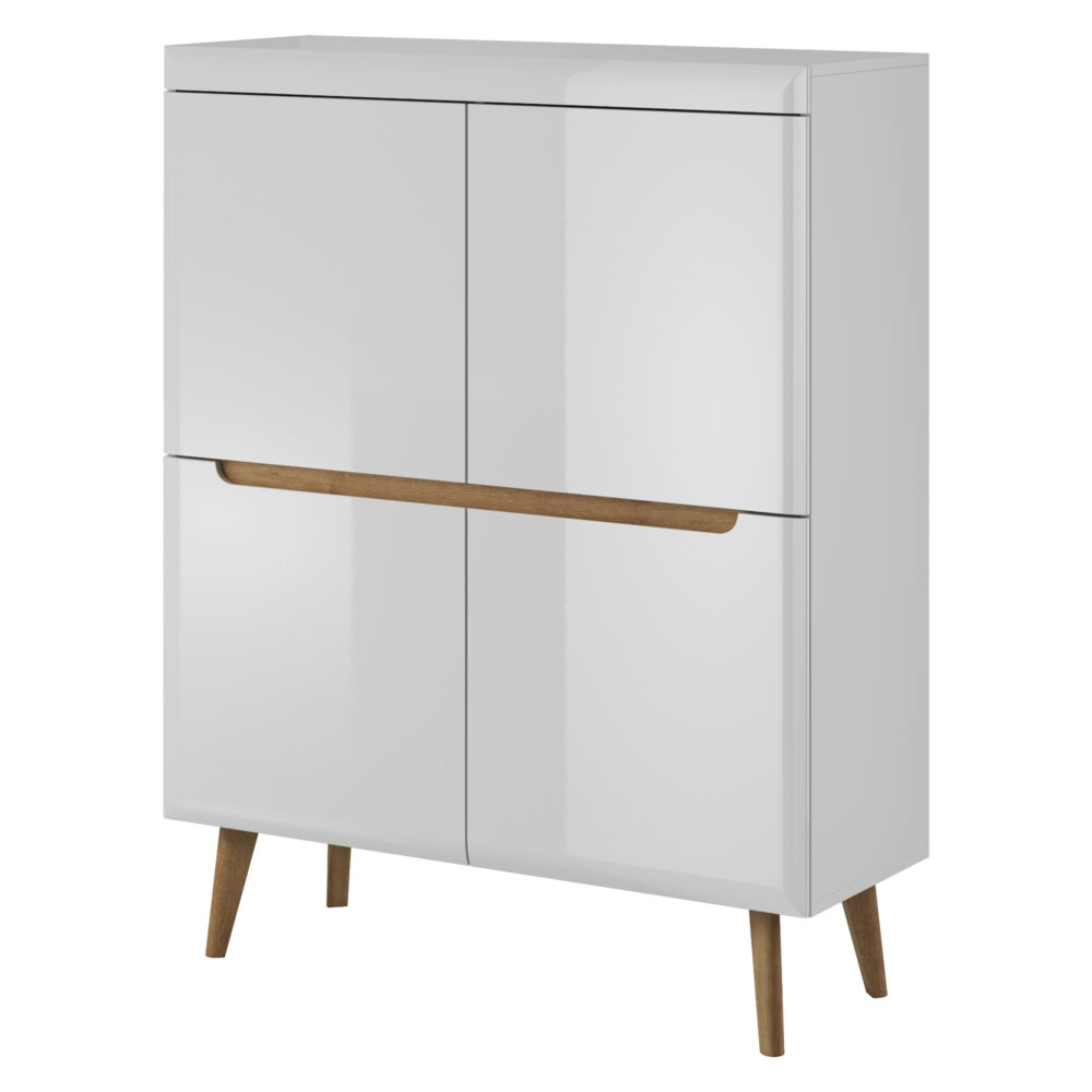 Kommode SUDBURRY NK107 - Weiß - Hochglanzfront - Geräumig - Breite 107 cm, Höhe 134 cm, Tiefe 40 cm