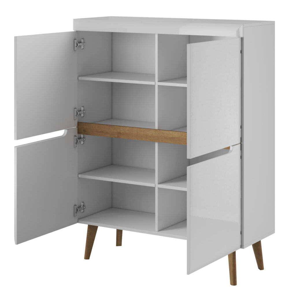 Kommode SUDBURRY NK107 - Weiß - Hochglanzfront - Geräumig - Breite 107 cm, Höhe 134 cm, Tiefe 40 cm – Bild 3