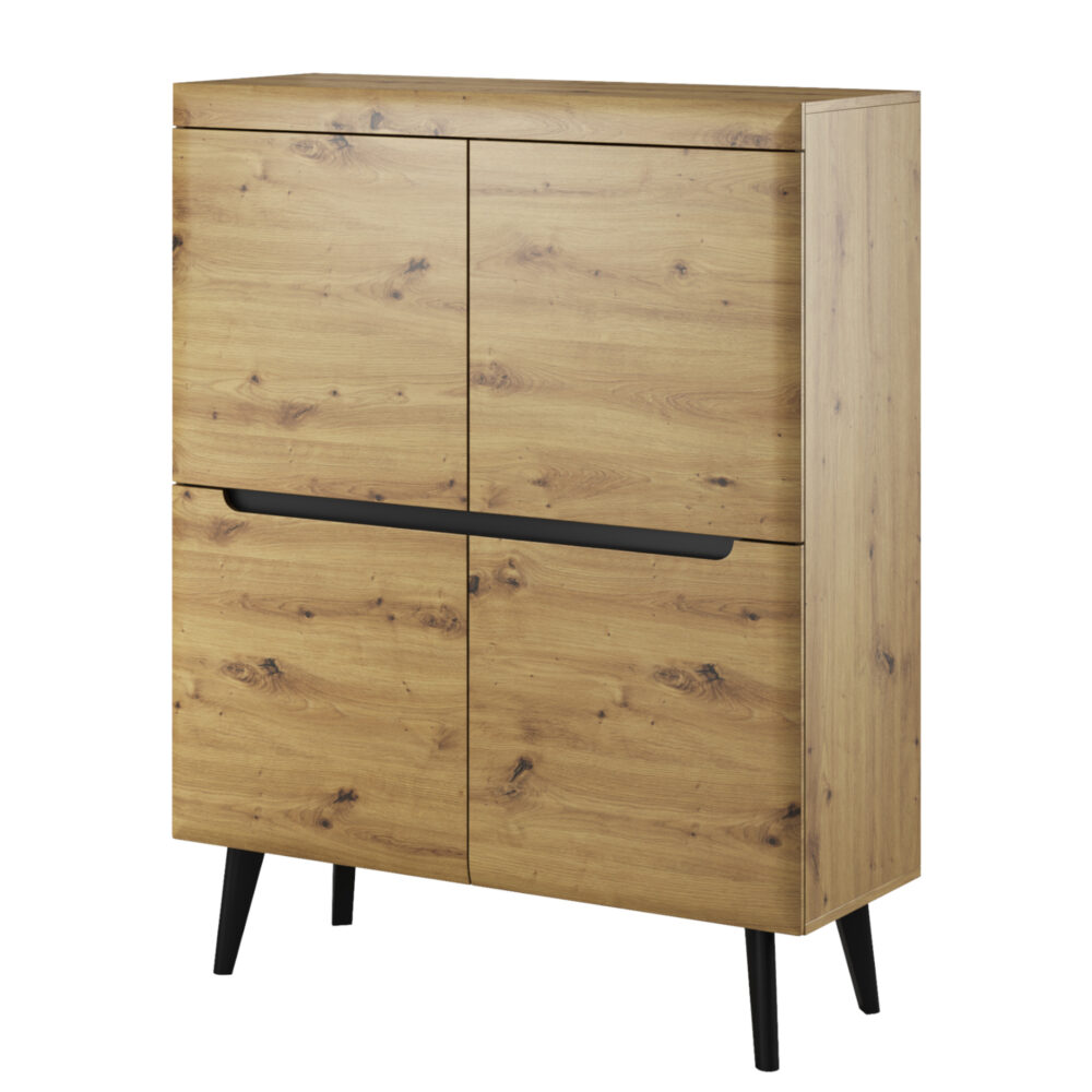 Kommode SUDBURRY NK107 - Eiche - Schwarze Akzente - Geräumig - Breite 107 cm, Höhe 134 cm, Tiefe 40 cm