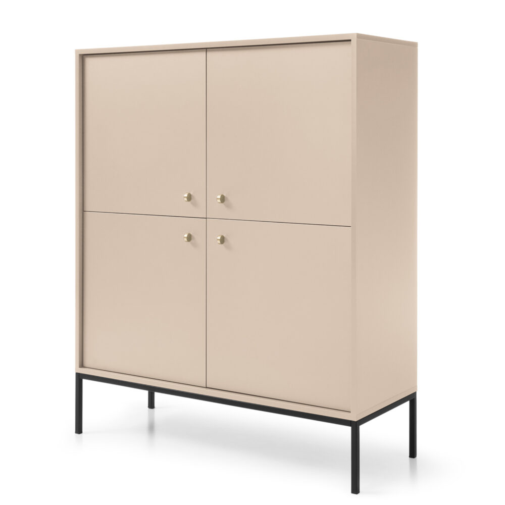 Kommode MONCTON MK104 - Beige - Metallgriffe - Breite 104 cm, Höhe 125 cm, Tiefe 39 cm