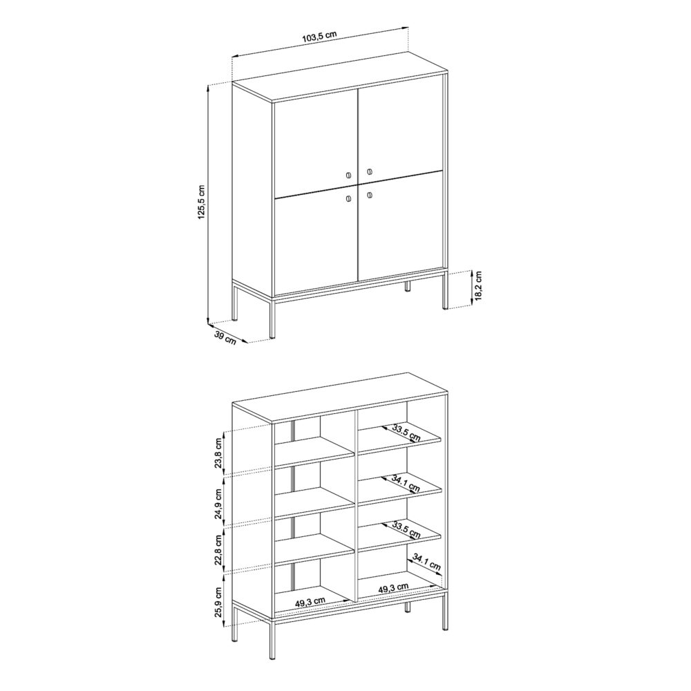 Kommode MONCTON MK104 - Beige - Metallgriffe - Breite 104 cm, Höhe 125 cm, Tiefe 39 cm – Bild 3
