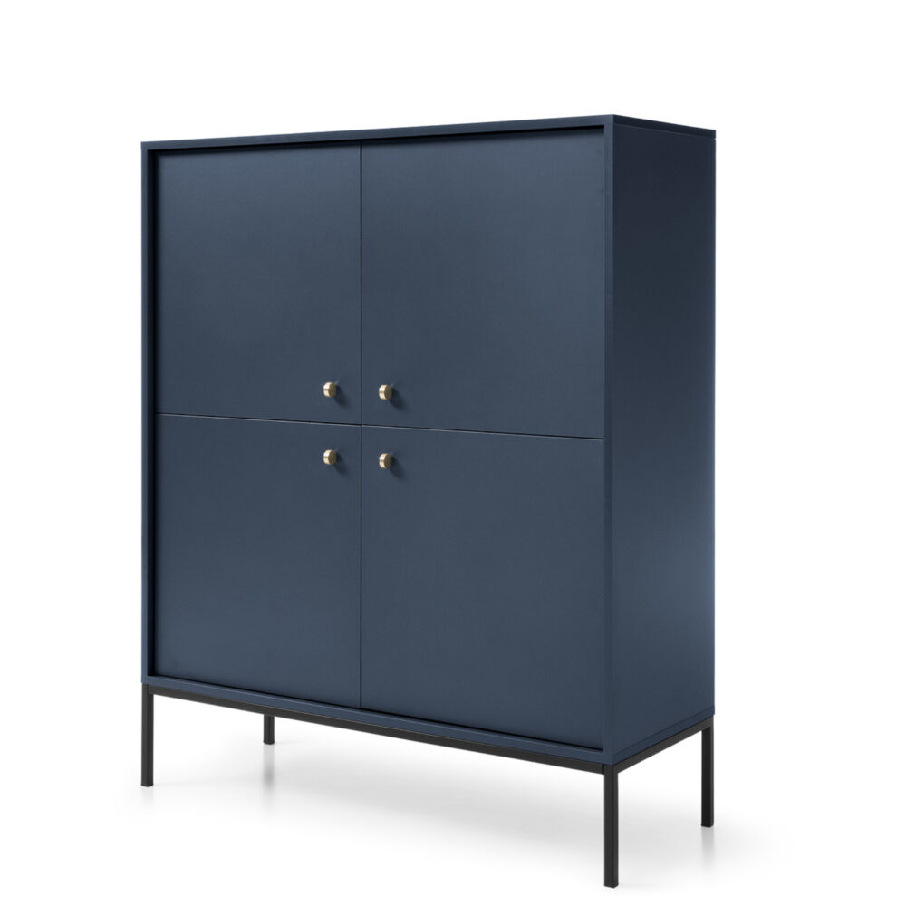 Kommode MONCTON MK104 - Dunkelblau - Metallgriffe - Breite 104 cm, Höhe 125 cm, Tiefe 39 cm