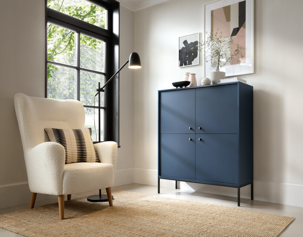 Kommode MONCTON MK104 - Dunkelblau - Metallgriffe - Breite 104 cm, Höhe 125 cm, Tiefe 39 cm – Bild 6