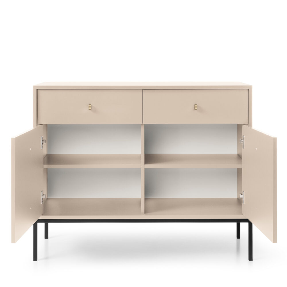 Kommode MONCTON MKSZ104 - Beige - Metalverschlüsse - 2 Schubladen - Breite 104 cm, Höhe 83 cm, Tiefe 39 cm – Bild 4