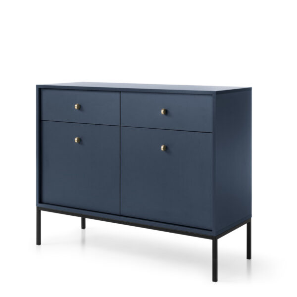 Kommode MONCTON MKSZ104 - Dunkelblau - Metallgriffe - 2 Schubladen - Breite 104 cm, Höhe 83 cm, Tiefe 39 cm