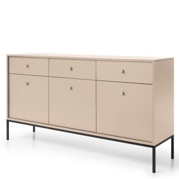 Kommode MONCTON MKSZ154 - Beige - Metallgriffe - 3 Schubladen - Breite 154 cm, Höhe 83 cm, Tiefe 39 cm