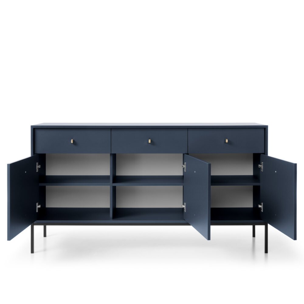 Kommode MONCTON MKSZ154 - Dunkelblau - Metallgriffe - 3 Schubladen - Breite 154 cm, Höhe 83 cm, Tiefe 39 cm – Bild 4