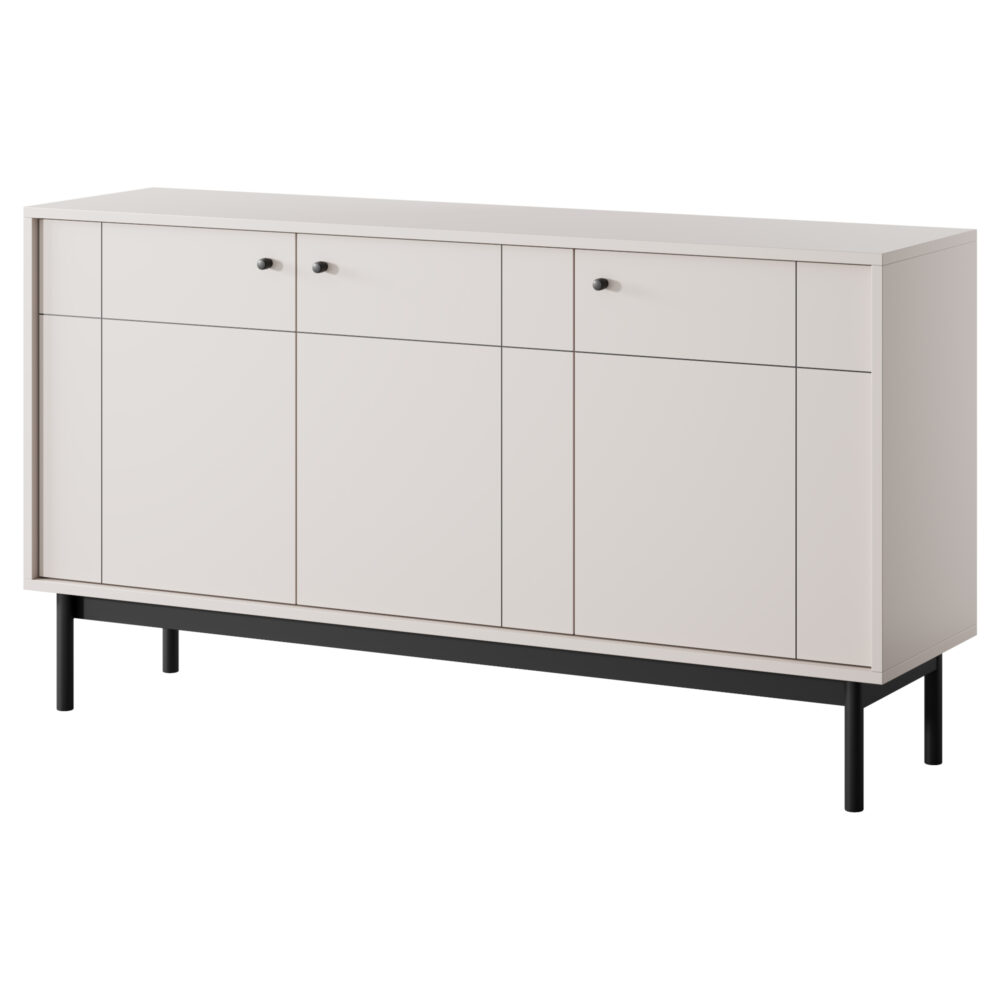 Kommode DIEPPE - Kashmir - Metallgriffe - Holzbeine - Breite 154 cm, Höhe 83 cm, Tiefe 39 cm