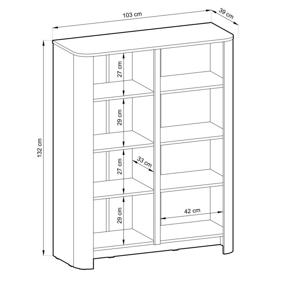 Kommode AMOS K103 - Eiche - Abgerundet - Sanftes Schließen - Breite 103 cm, Höhe 132 cm, Tiefe 39 cm – Bild 3