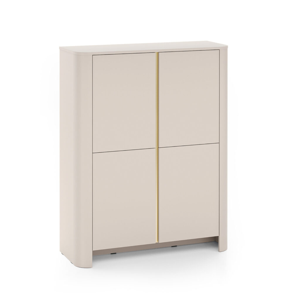 Kommode AMOS K103 - Kaschmir - Abgerundet - Sanftes Schließen - Breite 103 cm, Höhe 132 cm, Tiefe 39 cm