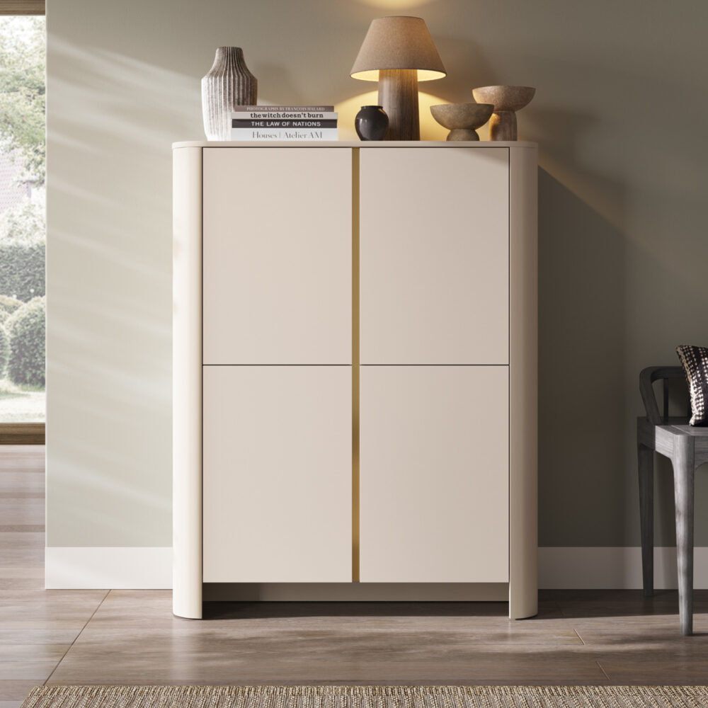 Kommode AMOS K103 - Kaschmir - Abgerundet - Sanftes Schließen - Breite 103 cm, Höhe 132 cm, Tiefe 39 cm – Bild 2