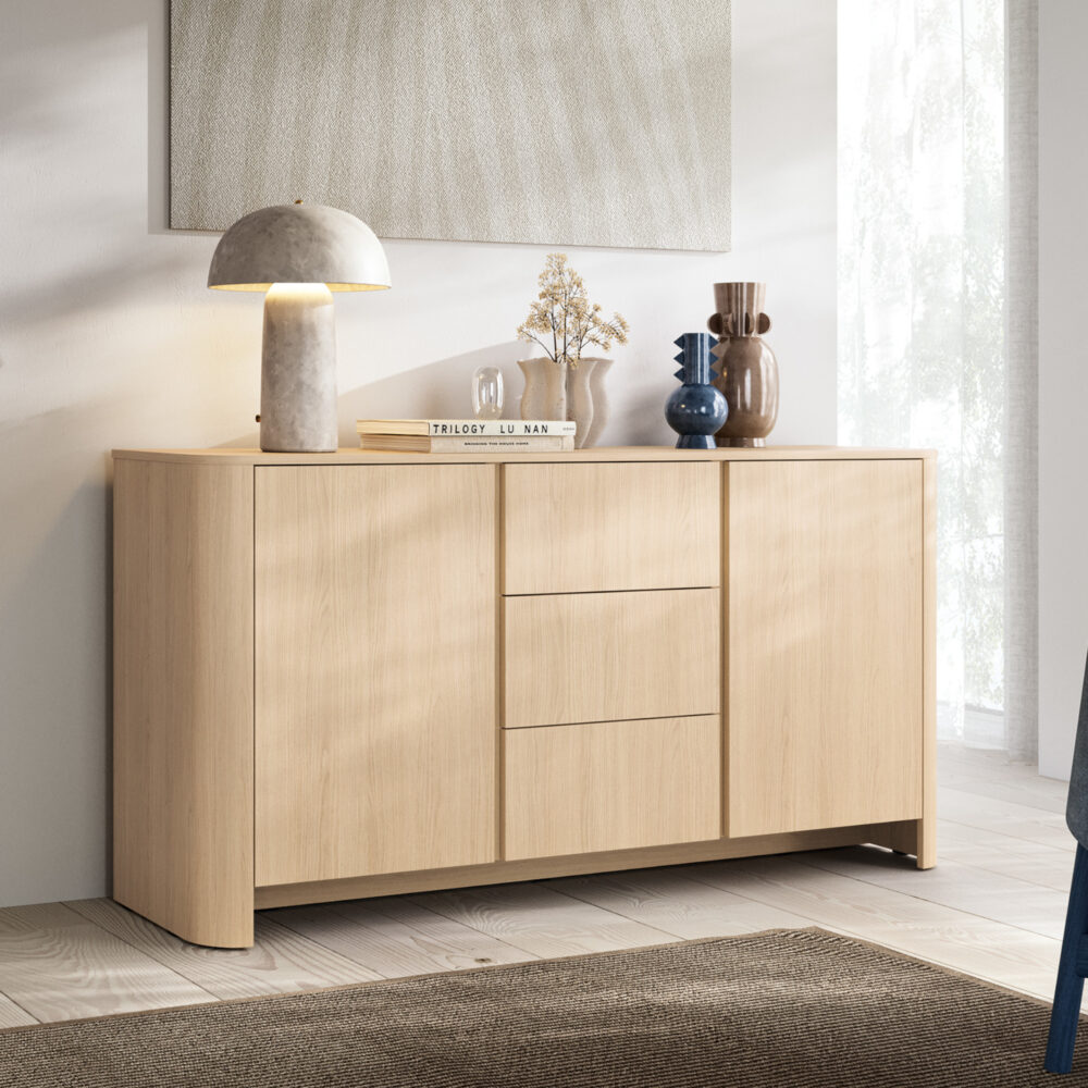 Kommode AMOS KSZ168 - Eiche - Abgerundet - Sanftes Schließen - Schubladen - Breite 103 cm, Höhe 132 cm, Tiefe 39 cm – Bild 2