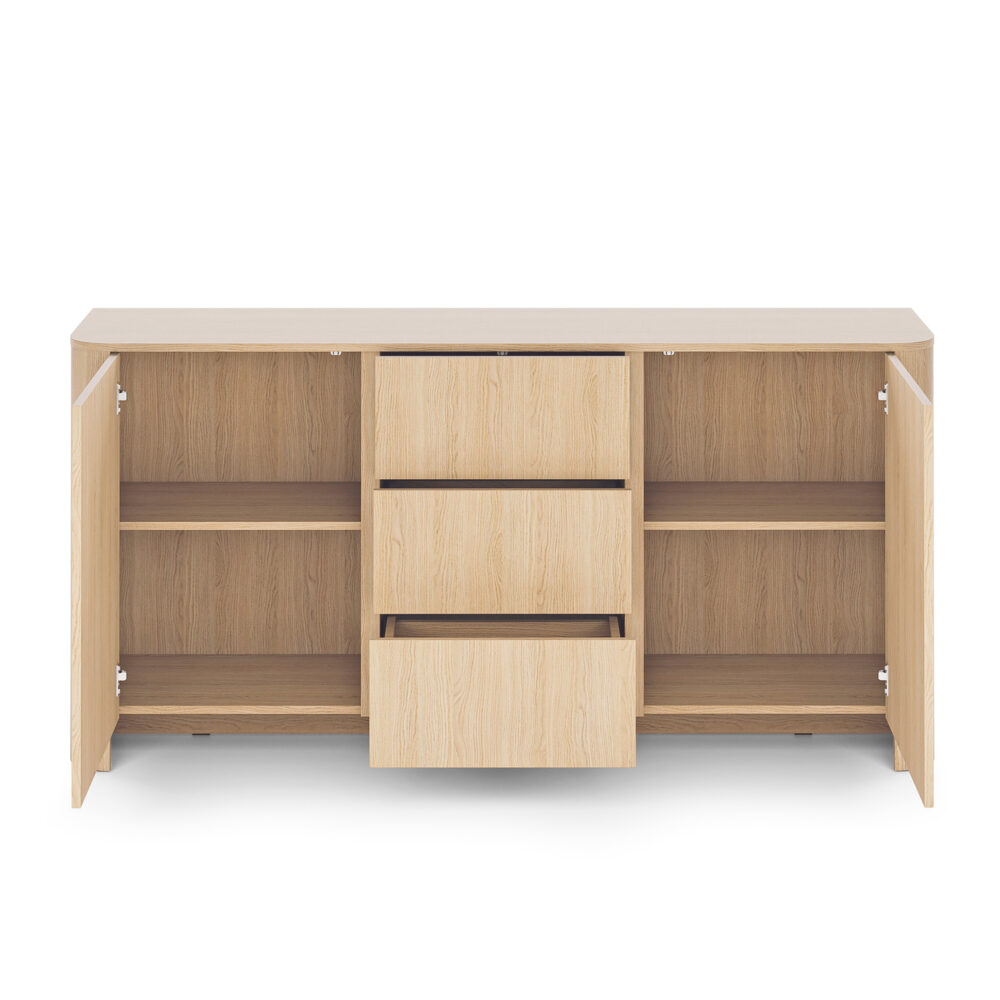 Kommode AMOS KSZ168 - Eiche - Abgerundet - Sanftes Schließen - Schubladen - Breite 103 cm, Höhe 132 cm, Tiefe 39 cm – Bild 4