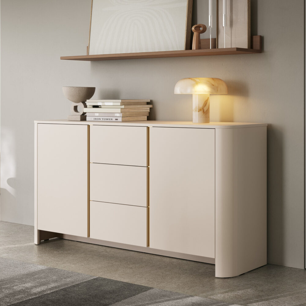 Kommode AMOS KSZ168 - Kaschmir - Abgerundet - Sanftes Schließen - Schubladen - Breite 103 cm, Höhe 132 cm, Tiefe 39 cm – Bild 2