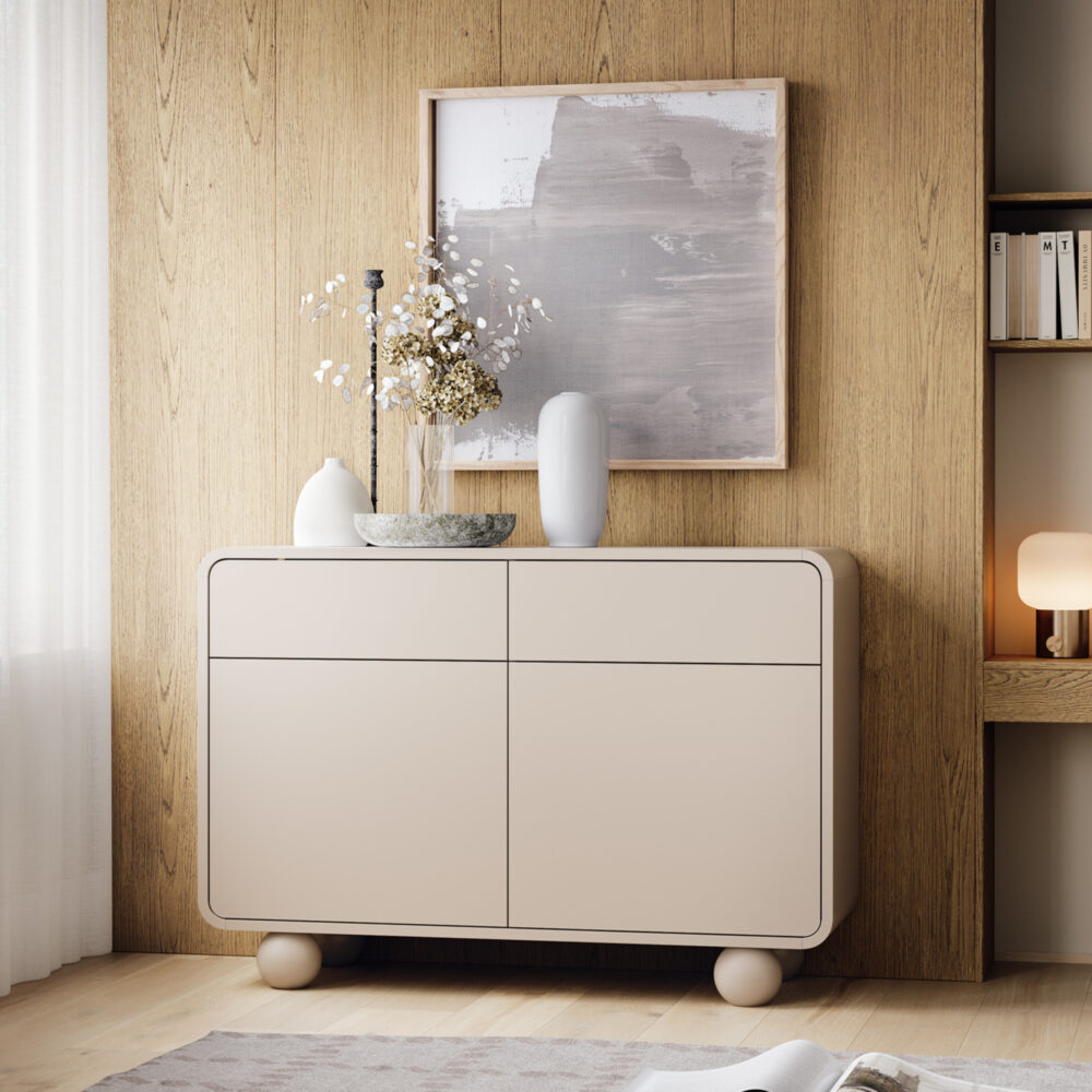 Kommode KAMLOOPS KSZ108 - Kaszmir - Abgerundet - 2 Schubladen - Breite 108 cm, Höhe 75 cm, Tiefe 39 cm – Bild 2