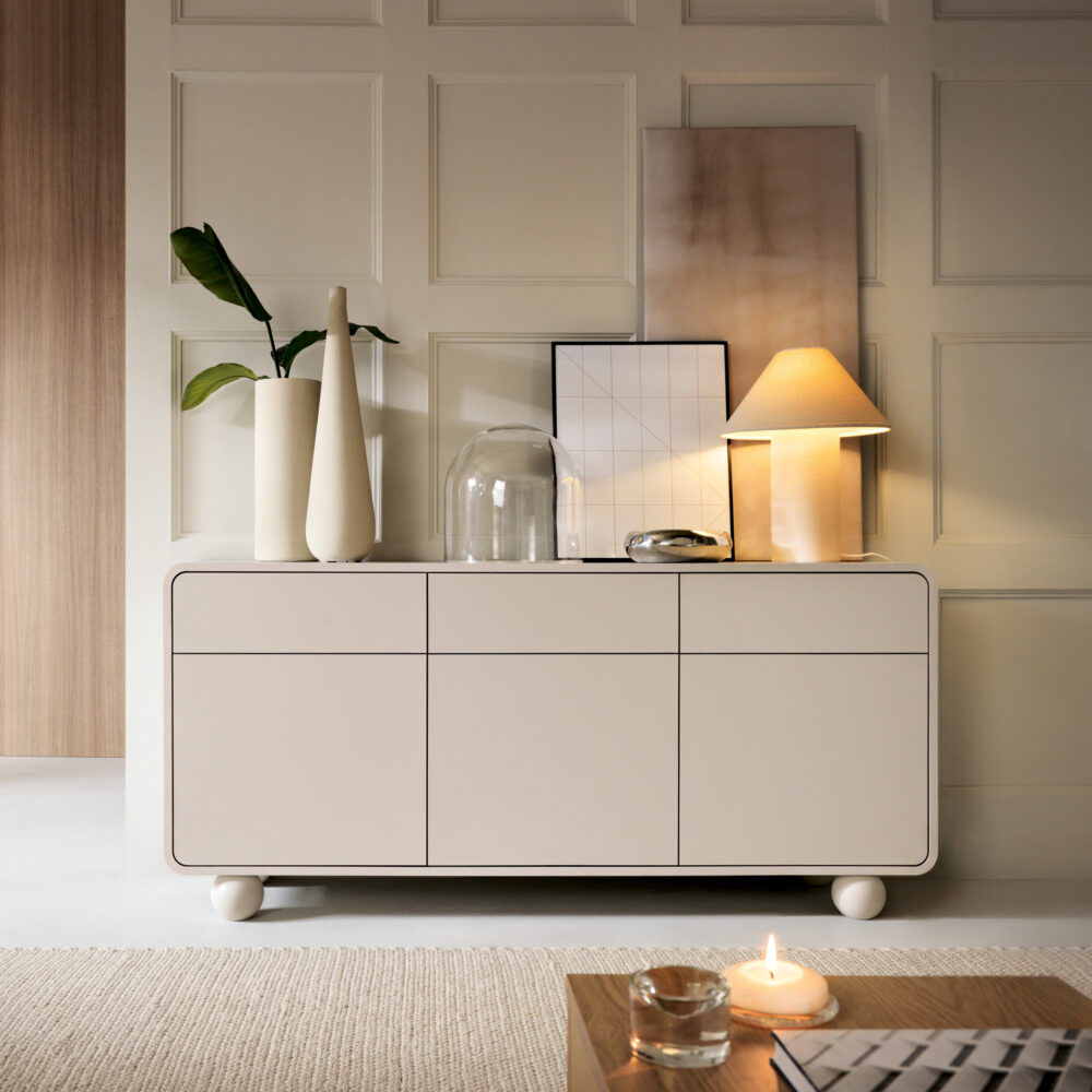 Kommode KAMLOOPS KSZ160 - Kaschmir - Abgerundet - 3 Schubladen - Breite 160 cm, Höhe 75 cm, Tiefe 39 cm – Bild 2