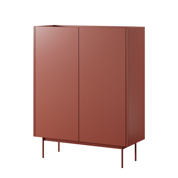 Kommode Kelowna KD97 - Rot / Eiche - Breite 97 cm, Höhe 122 cm, Tiefe 37 cm