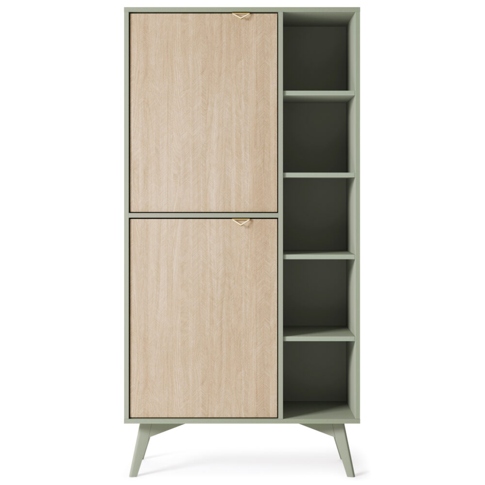 Standregal TOFINO - Eiche - Grün - Metallgriffe - Breite 80 cm, Höhe 160 cm, Tiefe 38 cm – Bild 8