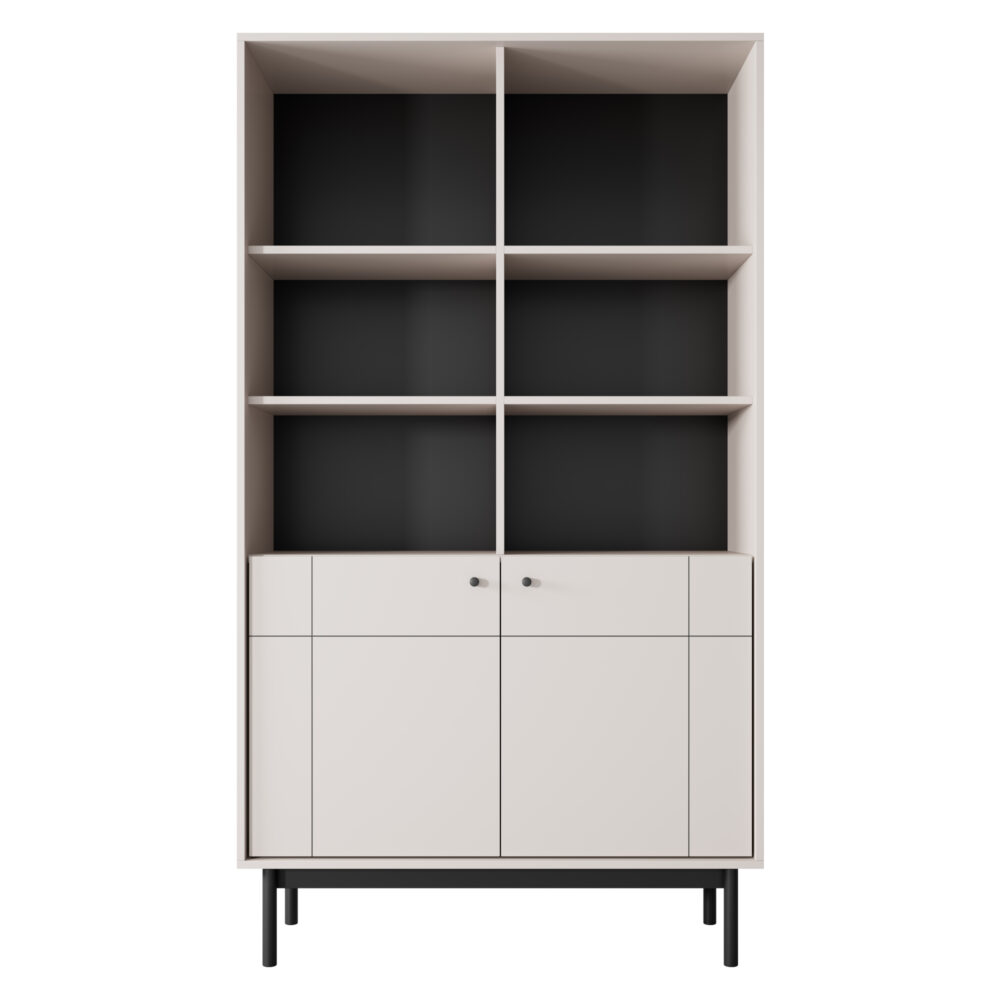 Hohes Standregal DIEPPE - Kaschmir - Metallgriffe - Holzbeine - Breite 104 cm, Höhe 184 cm, Tiefe 39 cm – Bild 7