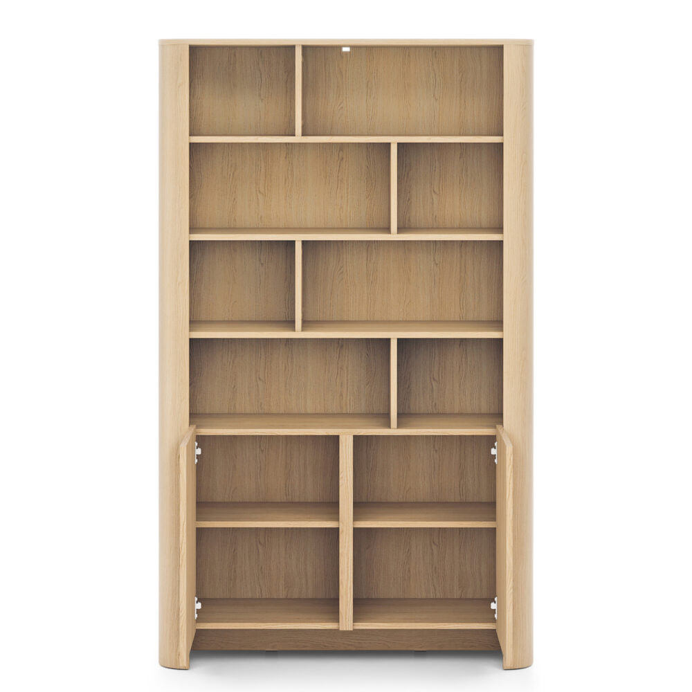 Hohes Standregal AMOS - Eiche - Abgerundet - Sanftes Schließen - Breite 103 cm, Höhe 170 cm, Tiefe 39 cm – Bild 4