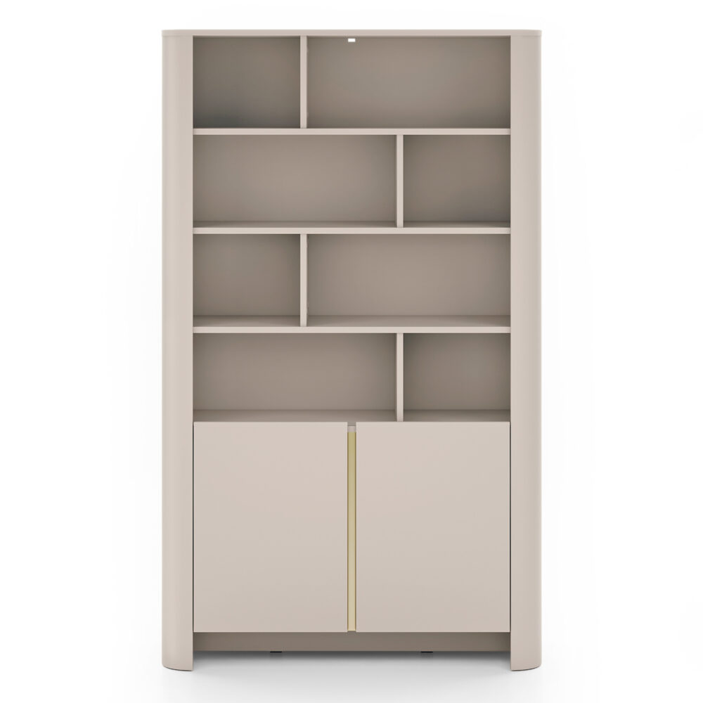 Hohes Standregal AMOS - Kaschmir - Abgerundet - Sanftes Schließen - Breite 103 cm, Höhe 170 cm, Tiefe 39 cm – Bild 7