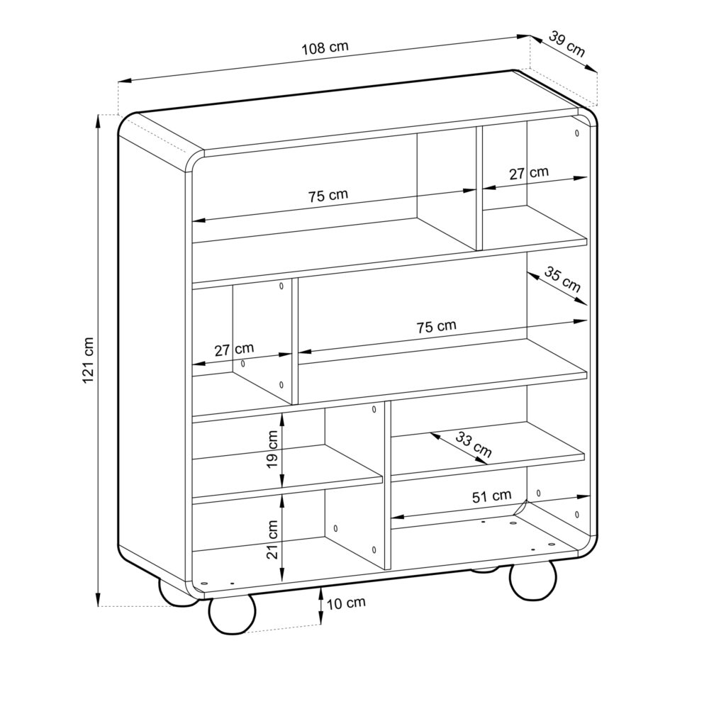 Standregal KAMLOOPS - Kaschmir - Abgerundet - Breite 108 cm, Höhe 121 cm, Tiefe 39 cm – Bild 3