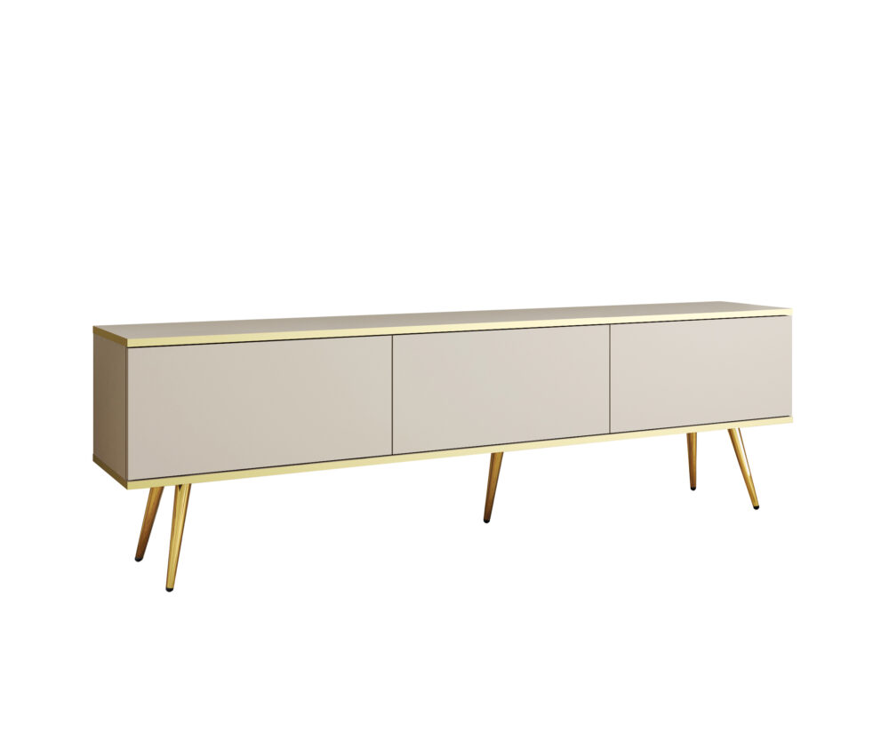 TV-Lowboard Banff RTV175 - Beige - Goldene Beine - Breite 175 cm, Höhe 53 cm, Tiefe 32 cm – Bild 1
