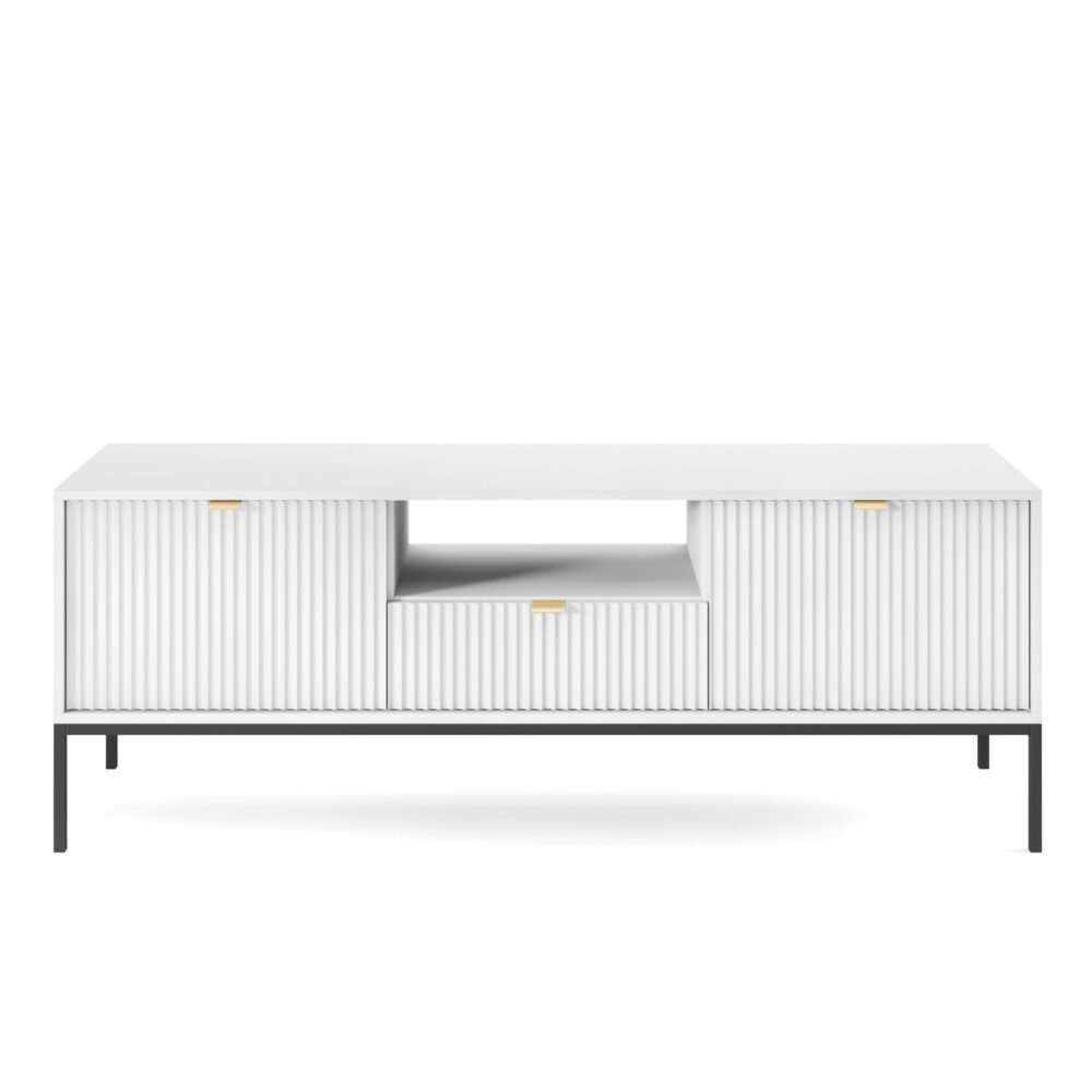 TV-Lowboard NANAIMO - Weiß - Goldene Griffe - Breite 154 cm, Höhe 56 cm, Tiefe 39 cm – Bild 9