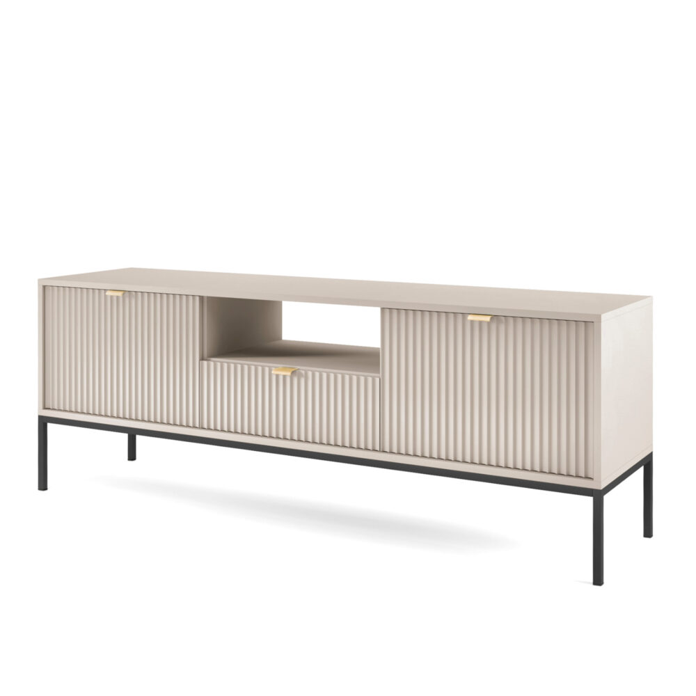 TV-Lowboard NANAIMO - Kaschmir - Goldene Griffe - Breite 154 cm, Höhe 56 cm, Tiefe 39 cm