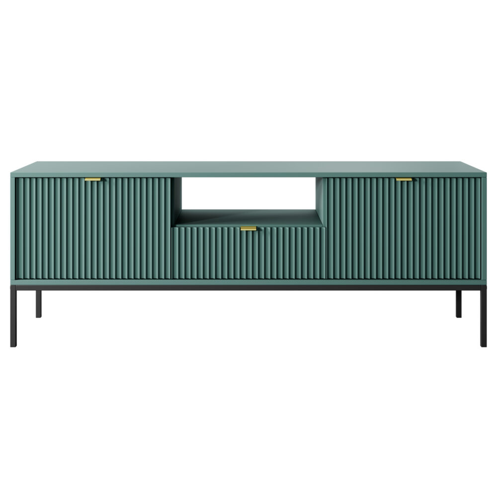 TV-Lowboard NANAIMO - Grün - Goldene Griffe - Breite 154 cm, Höhe 56 cm, Tiefe 39 cm – Bild 7