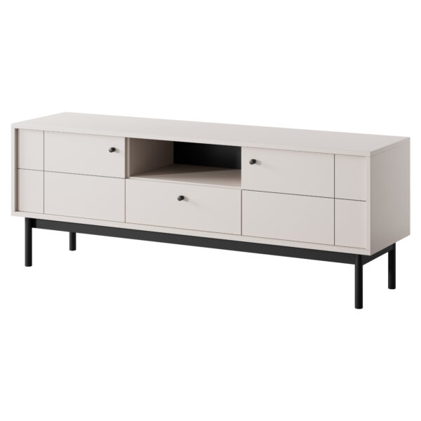 TV-Lowboard DIEPPE - Kaschmir - Metallgriffe - Holzbeine - Breite 154 cm, Höhe 56 cm, Tiefe 39 cm