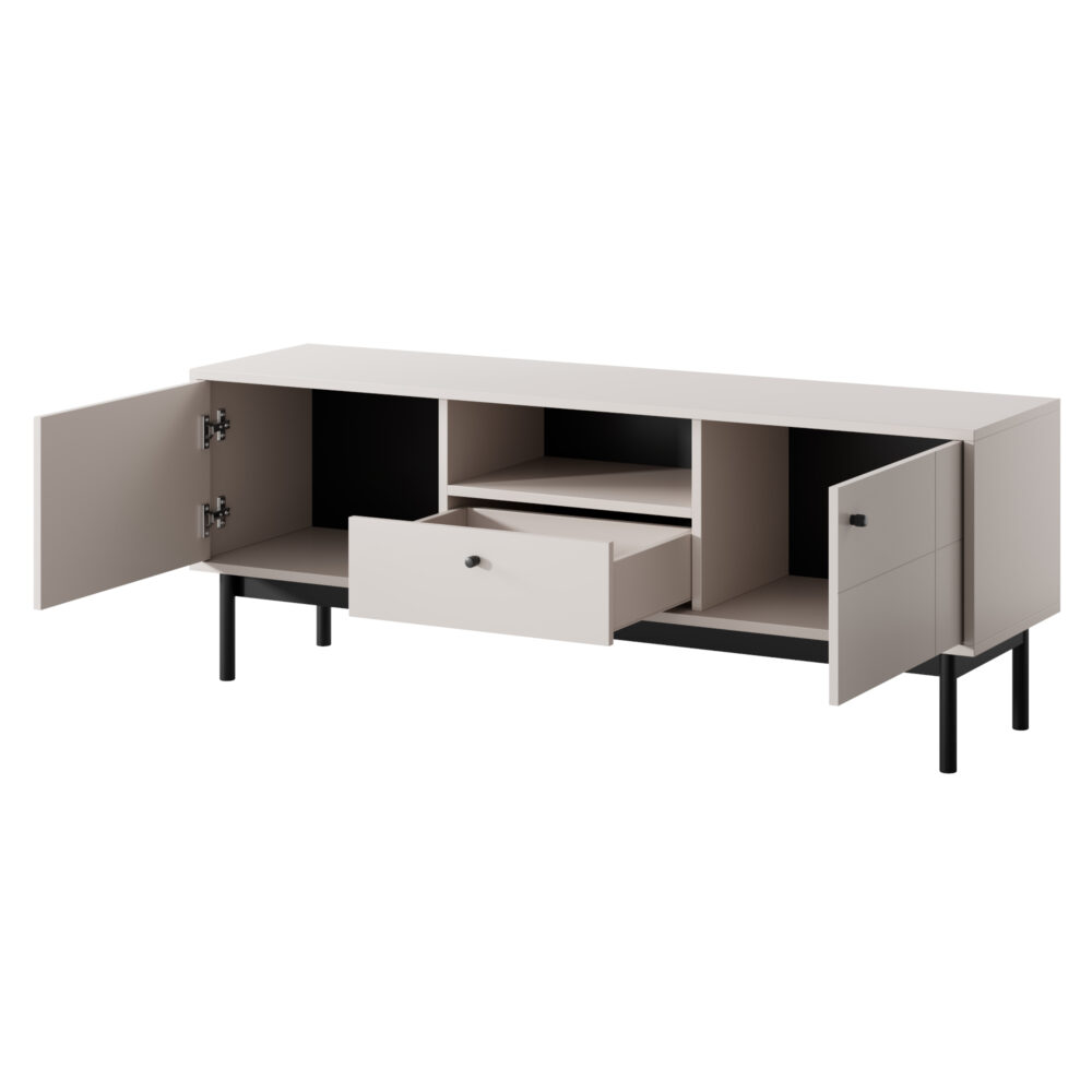 TV-Lowboard DIEPPE - Kaschmir - Metallgriffe - Holzbeine - Breite 154 cm, Höhe 56 cm, Tiefe 39 cm – Bild 4