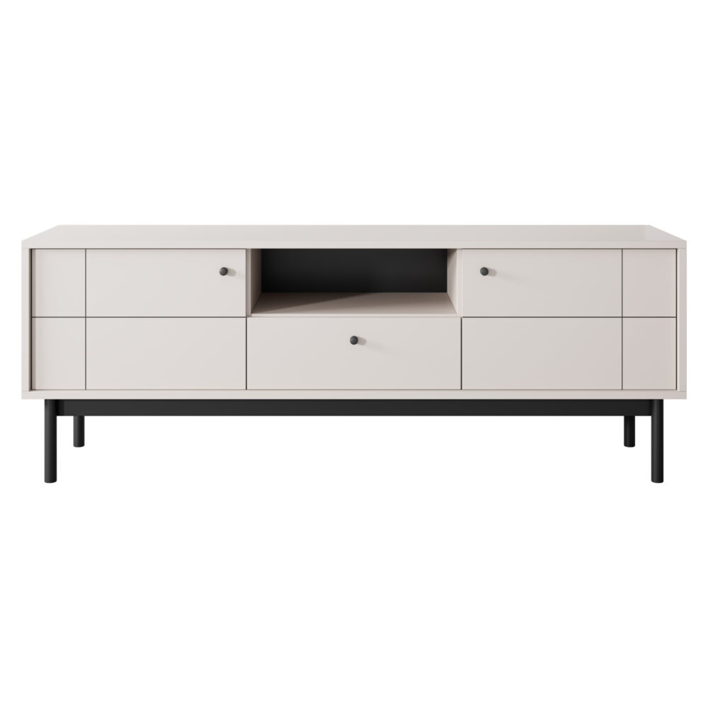 TV-Lowboard DIEPPE - Kaschmir - Metallgriffe - Holzbeine - Breite 154 cm, Höhe 56 cm, Tiefe 39 cm – Bild 7