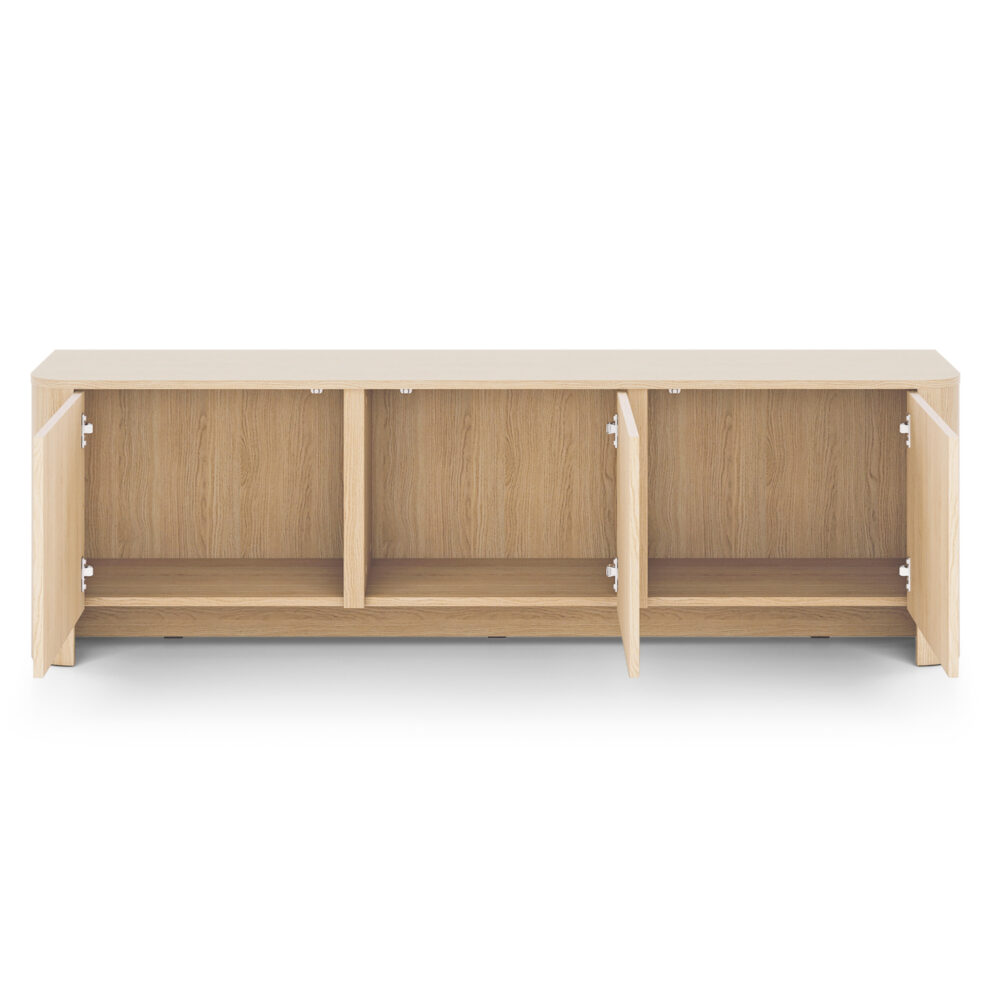 TV-Lowboard AMOS - Eiche - Abgerundet - Sanftes Schließen - Breite 168 cm, Höhe 52 cm, Tiefe 39 cm – Bild 4