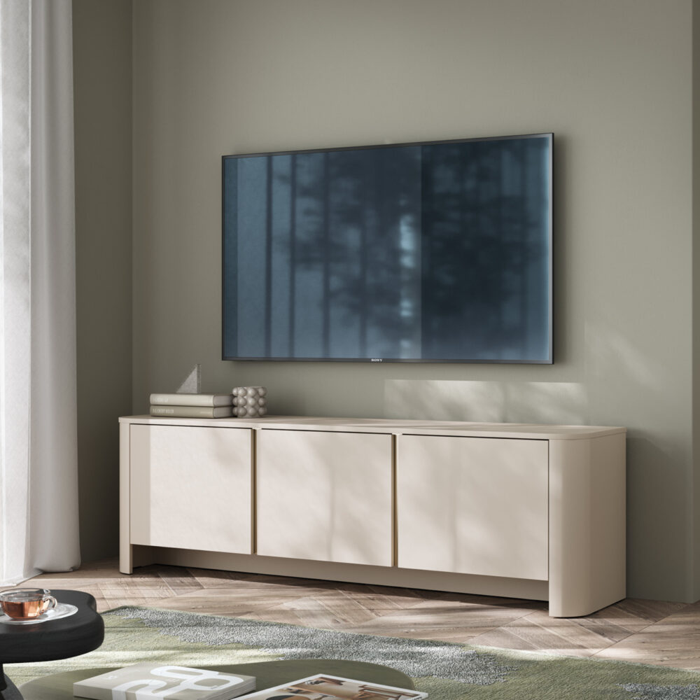 TV-Lowboard AMOS - Kaschmir - Abgerundet - Sanftes Schließen - Breite 168 cm, Höhe 52 cm, Tiefe 39 cm – Bild 2