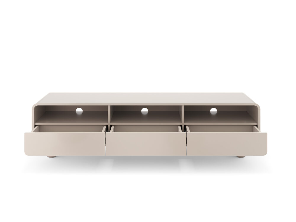 TV-Lowboard KAMLOOPS - Kaschmir - Abgerundet - 3 Schubladen - Breite 180 cm, Höhe 44 cm, Tiefe 39 cm – Bild 4