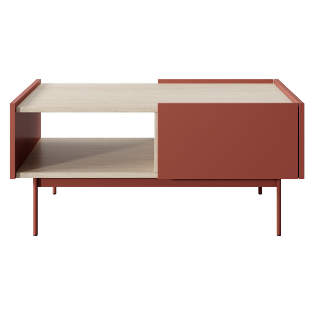 Couchtisch Kelowna - Rot / Eiche - 2 Schubladen - Breite 97 cm, Höhe 45 cm, Tiefe 65 cm – Bild 7