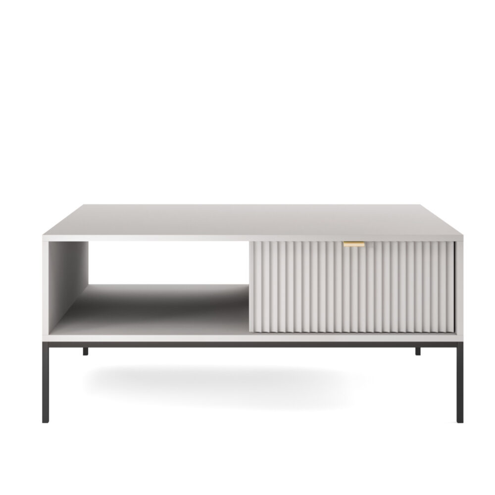 Couchtisch NANAIMO - Grau - Goldene Griffe - 1 Schublade - Breite 104 cm, Höhe 48 cm, Tiefe 68 cm – Bild 7